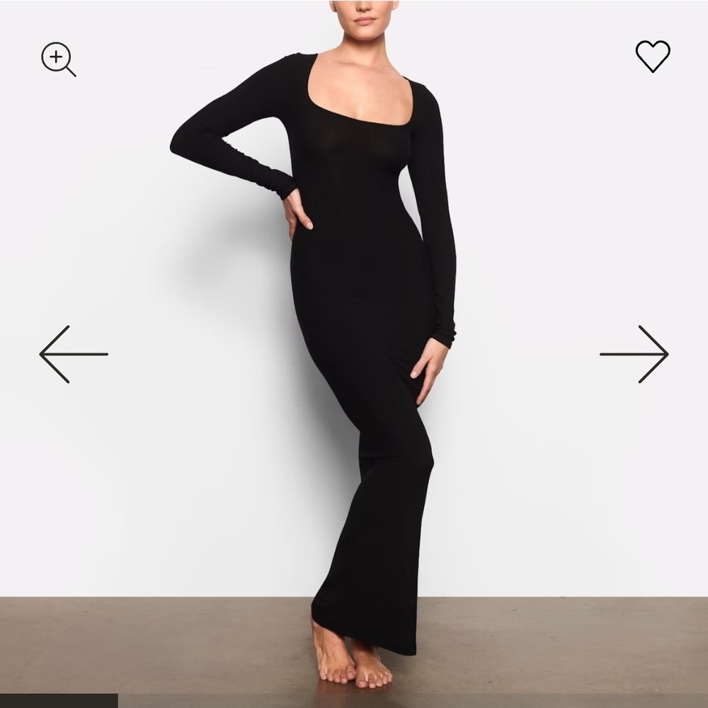 SKIMS Black Bodycon Long Sleeve Cocktail Dress